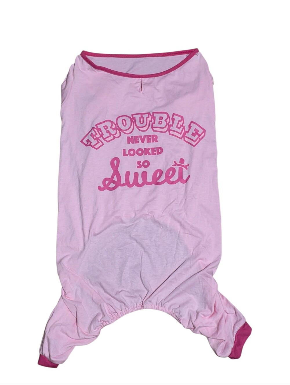Youly NWT The Diva Pink "Trouble Never Looked So Sweet" Dog Pajamas Size XXL
